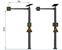 Trụ đèn cảnh báo chớp vàng cao 6m vươn 3m